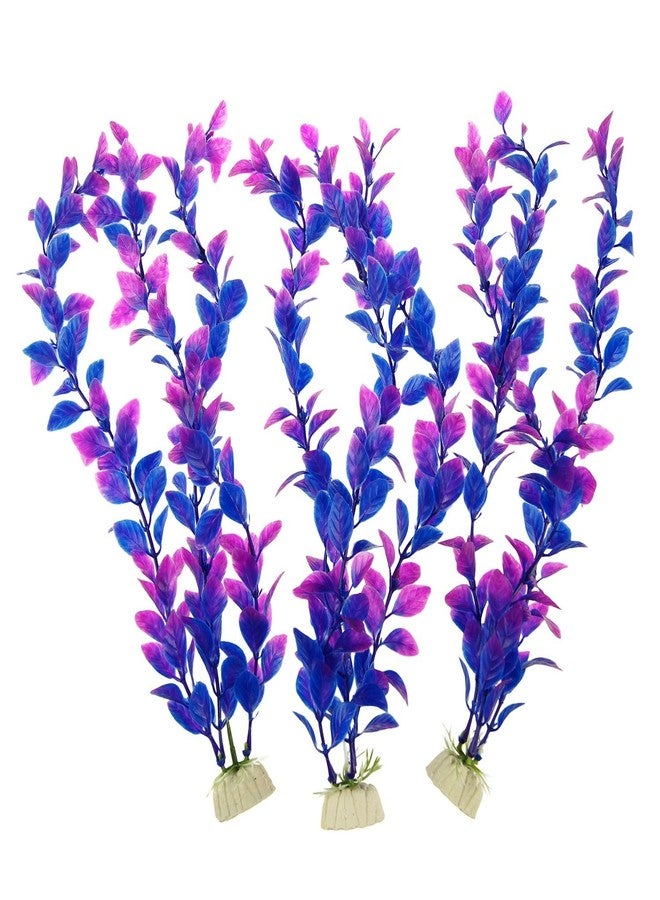 CNZ Aquarium Decor Fish Tank Decoration Ornament Artificial Plastic Plant Green (12-inch Purple, 3pcs) - Image 1